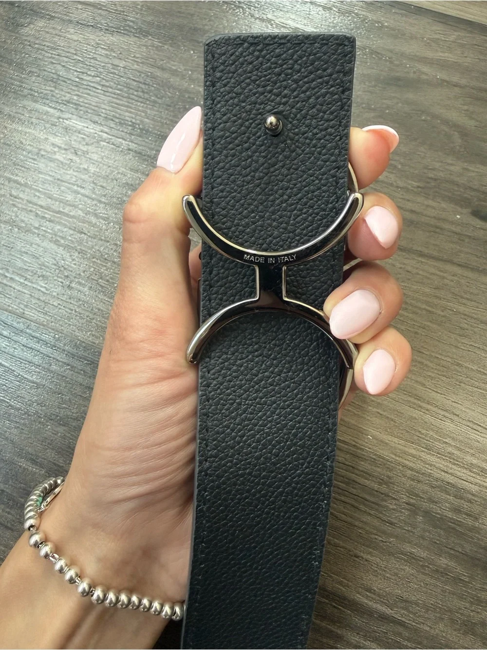 Dior Men's gray Embossed Leather Belt with Gold CD Buckle